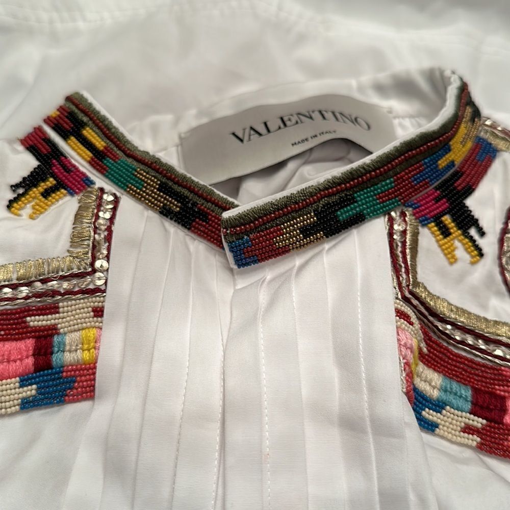 Valentino Women’s  beads embellished cuffs dress  in white size 6 NWT $4700 - Picture 7 of 15